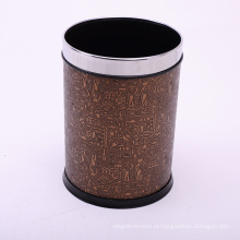 Abstract Design PU coberto Open Top Brown Waste Bin (A12-1903R)